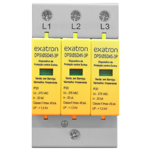 Dispositivo de Proteção Contra Surtos - 3P, 45 kA, Bivolt