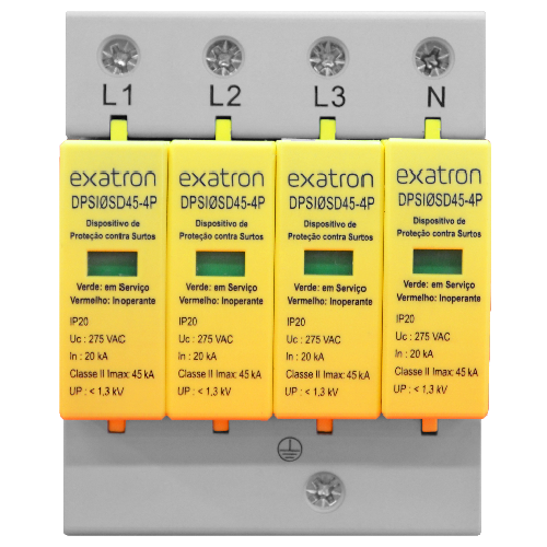 Dispositivo de Proteção Contra Surtos - 4P, 45kA, Bivolt