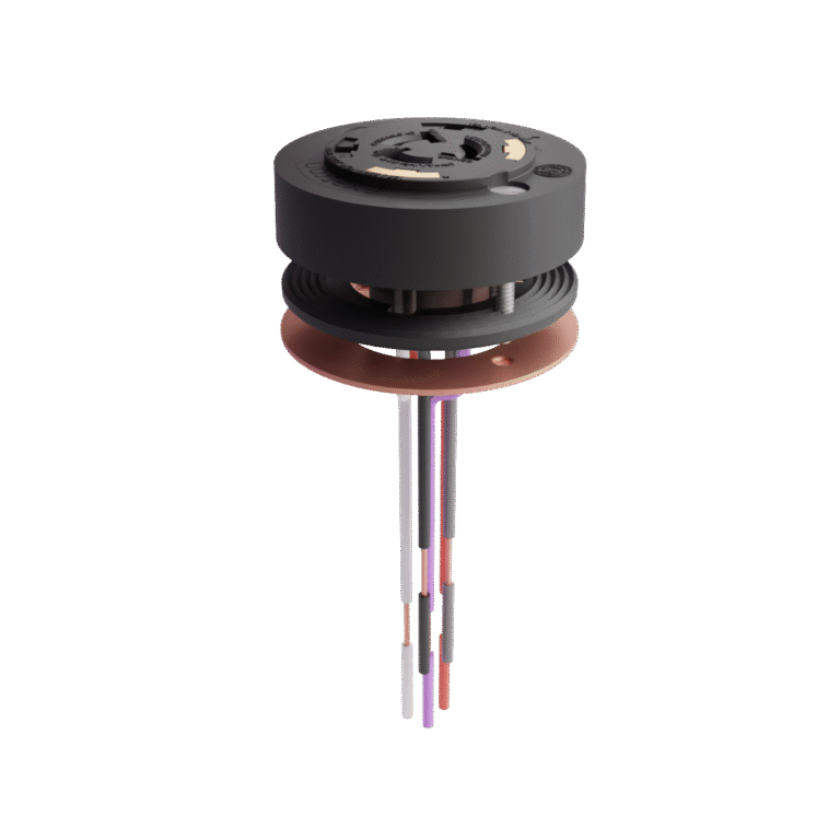Base de empotrar con 5 hilos y aro metálico para relé fotoeléctrico.