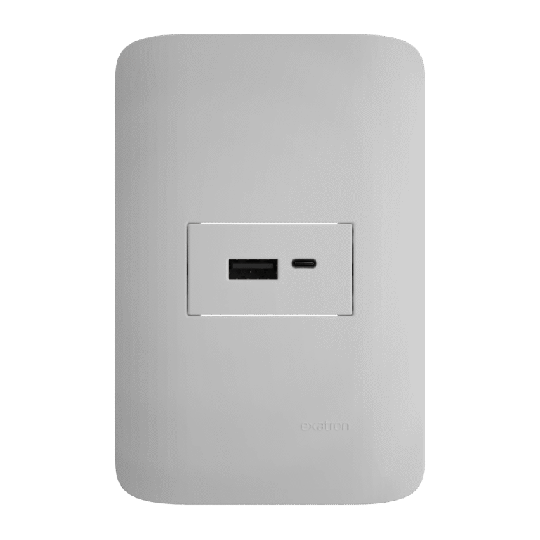 Conjunto 4X2 com tomada USB saídas Tipo A-C 5V 2.1A