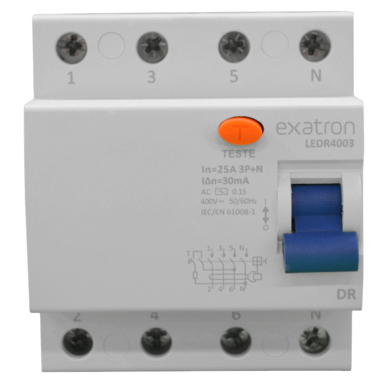 Dispositivo de proteção interruptor diferencial residual 4P 25A/30mA