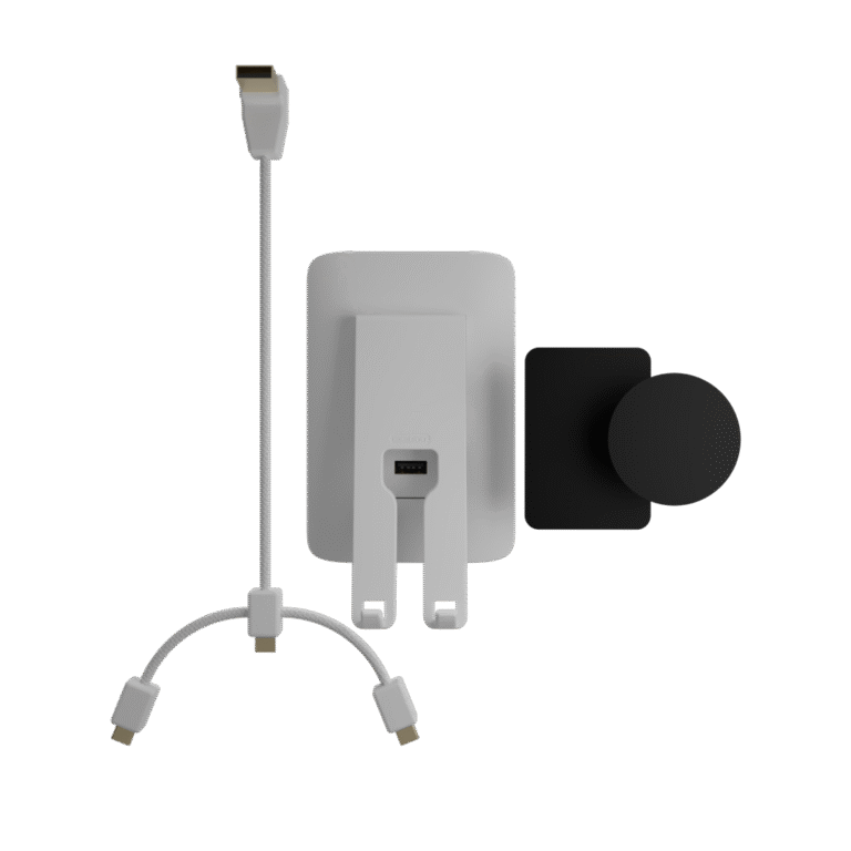 Conjunto 4X2 1 Tomada USB 5V 2.1A, 1 Suporte com Cabo
