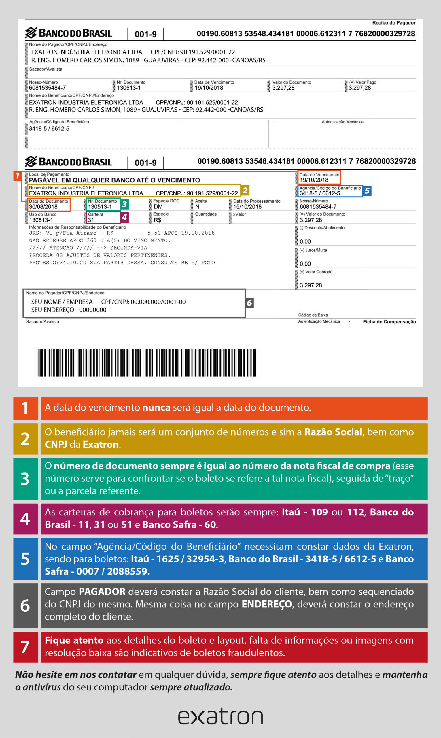 Dados boleto Exatron 2026