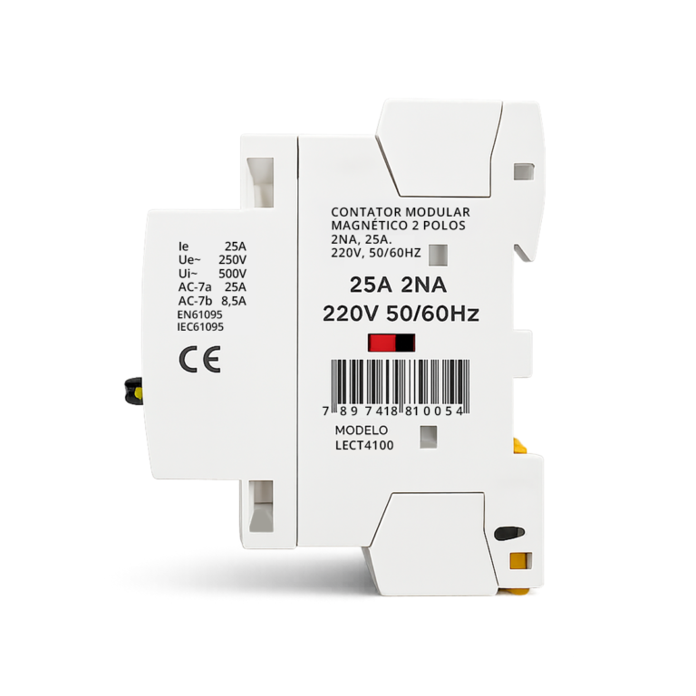 Contator Circuitos de Comando Modular com chave 2 Polos, 2NA, 25A, 220V