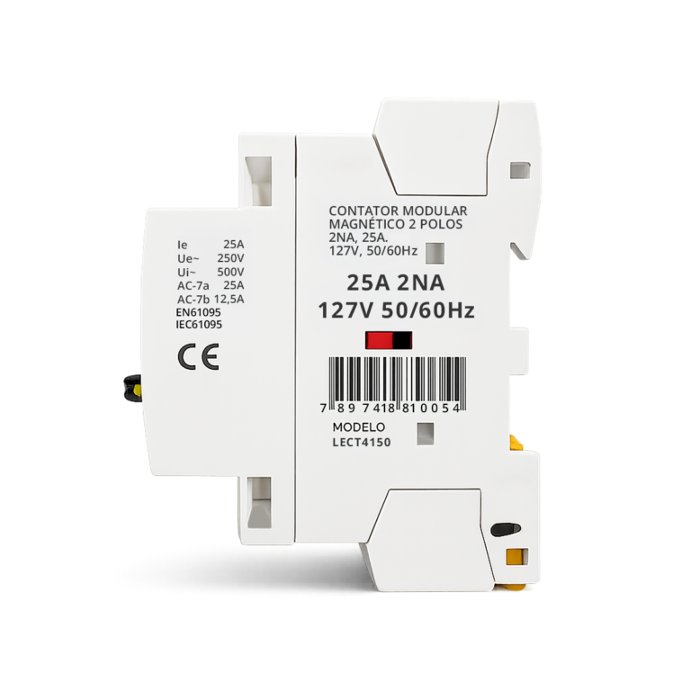 Contator Circuitos de Comando Modular com chave 2 Polos, 2NA, 25A, 127V