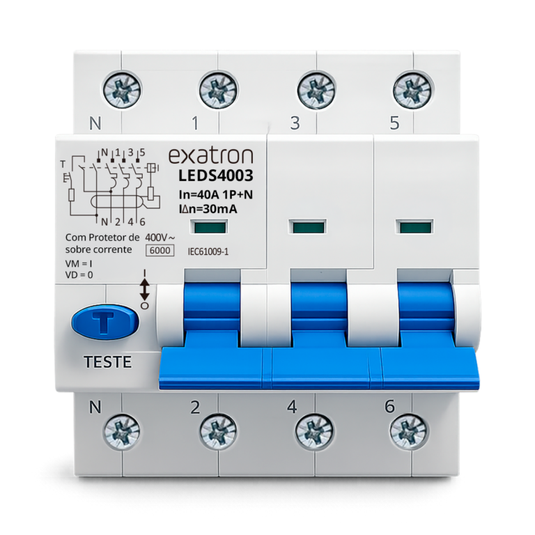 Dispositivo de proteção interruptor diferencial residual com protetor de sobre corrente 3P+N 40A/30mA